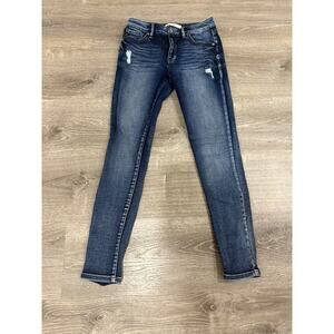 Kancan Women’s Medium Wash Estilo Skinny Leg Denim Jeans Distressed - 3/25